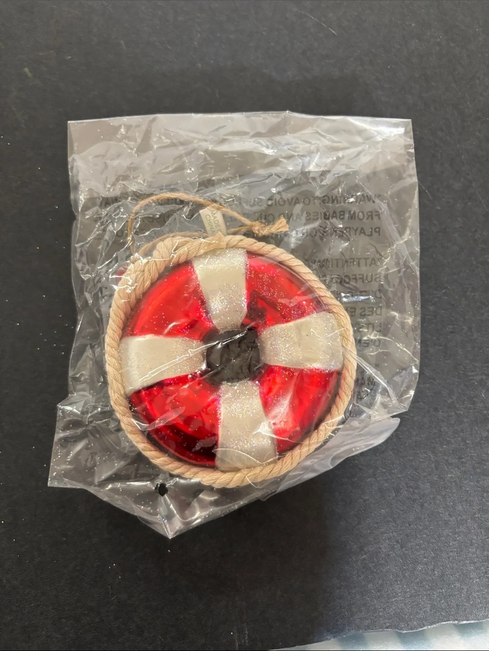 Pottery Barn Glass Lifesaver Ornament Beach-Life Nautical Theme